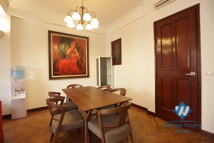 Spacious French style apartment with balcony for rent in Truc Bach, Ba Dinh